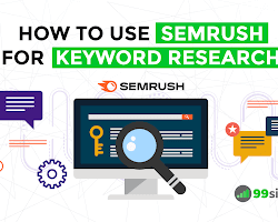 person using SEMrush to research keywords