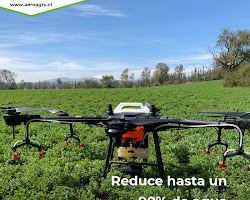 Photo showing an AeroAgro Solutions drone spraying crops