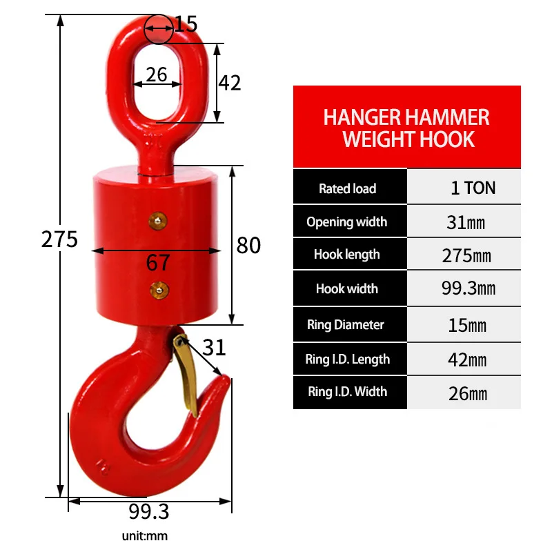 1/2/3/5ton Degree Swivel Universal Hook Safety (1 Ton) - Commercial Use - Commercial Equipment | strictly | must | suspended | Commercial Equipment