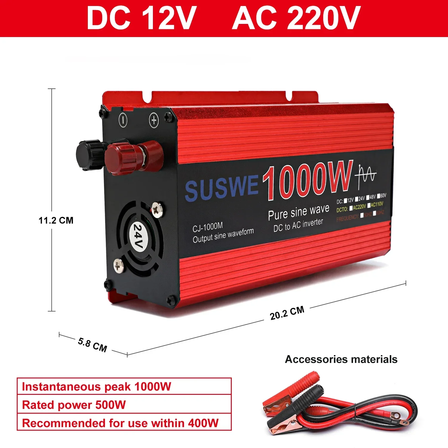 12v 2000w Pure (2000w, 220v) - Commercial Equipment For Commercial Use | 220V | 2000W | Aluminum