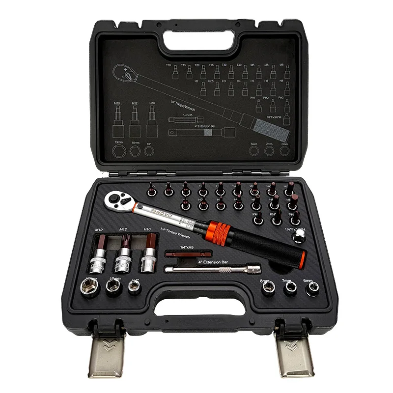 33-piece Bicycle Maintenance 1/4-inch Torque Ratchet (33 Pcs Set-5-25n.m) - Commercial Equipment - Commercial Use | 33 Pcs Set-5-25N.m | Commercial Eq