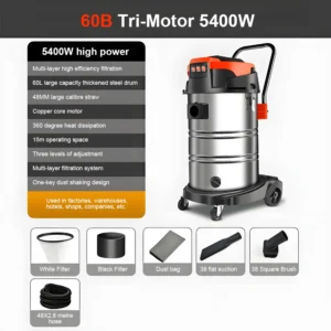 Car Vacuum Wet (5400w, 60l) - Workshop Cleanup - Wet/dry Vacuum | 60L | 5400W | 60B | Industrial Wet/Dry Vacuums