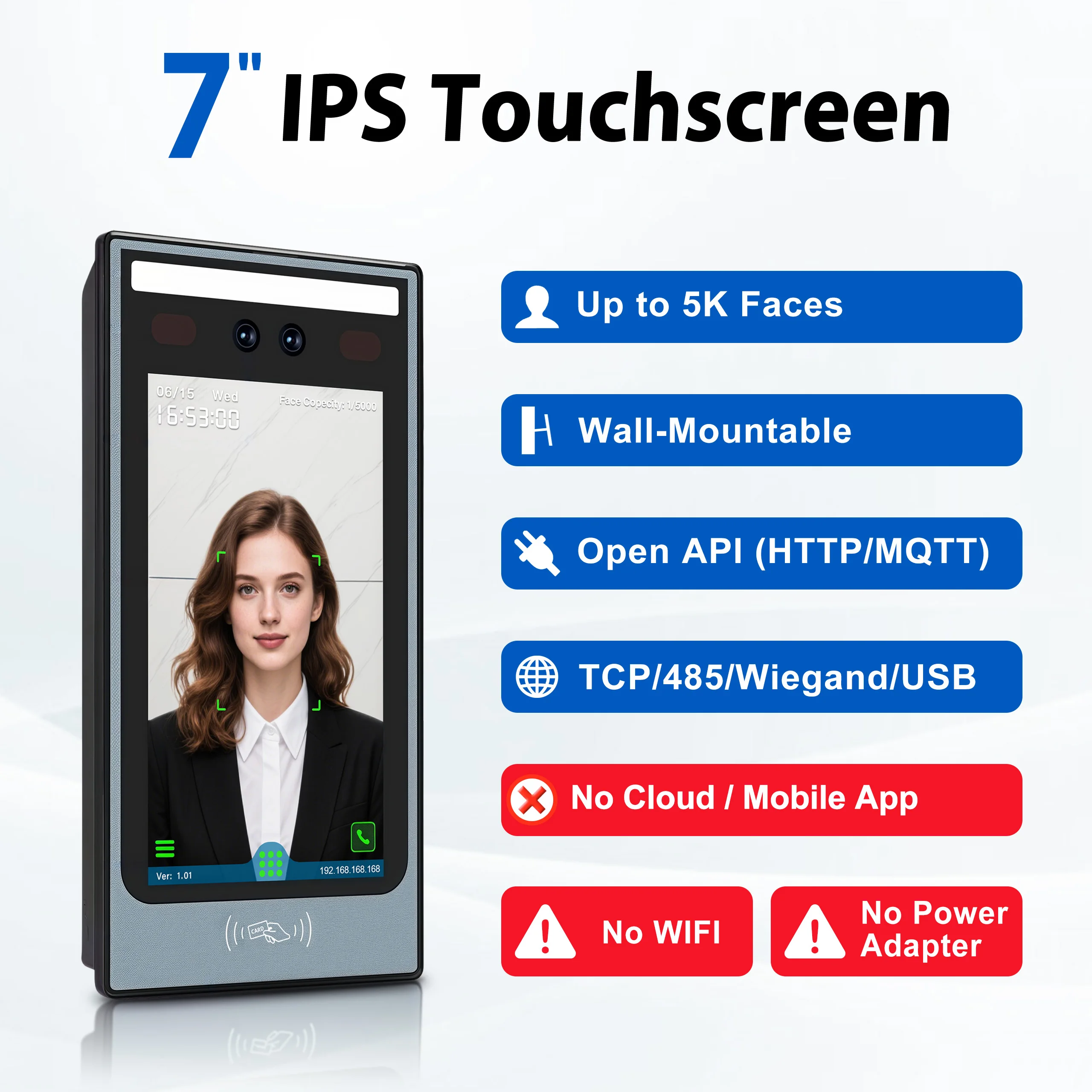 7-inch Face Rfid Access System Time (elevator, Lock): Commercial Equipment - Commercial Use | organizations. | independently | wifi