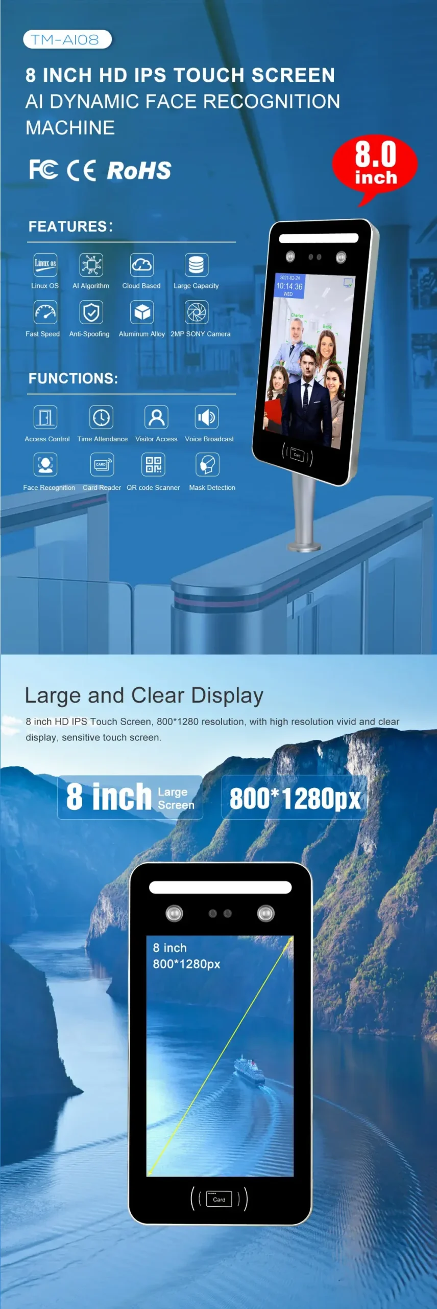 Attendance Control Embedded Server Face (200w, Sea.) - Commercial Equipment - Commercial Use | 200W | need | contact | size | Commercial Equipment - Image 9