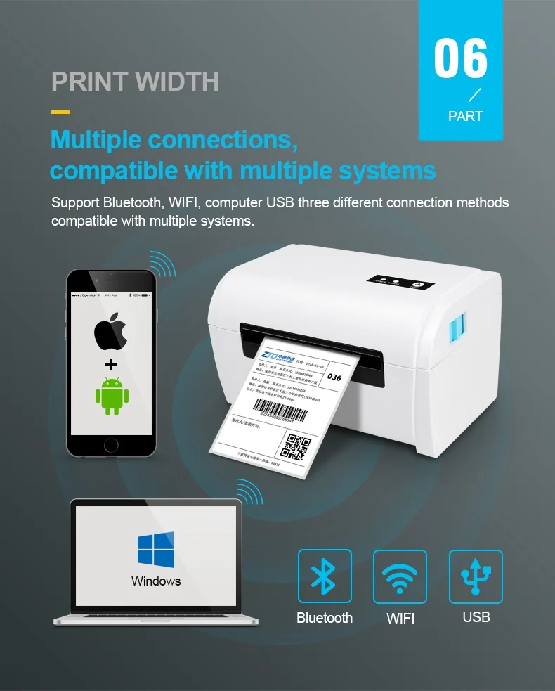 Barcode Printer Chweida Wireless Usb (many) | Commercial Equipment | Commercial Use | Bluetooth with Stand | 110mm | print | Commercial Equipment - Image 12