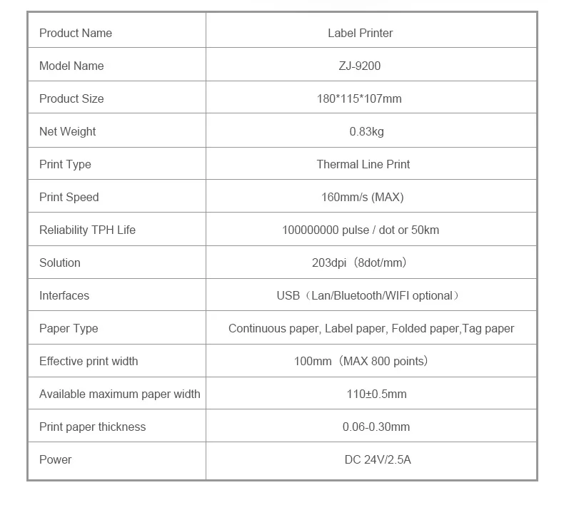 Barcode Printer Chweida Wireless Usb (many) | Commercial Equipment | Commercial Use | Bluetooth with Stand | 110mm | print | Commercial Equipment - Image 16