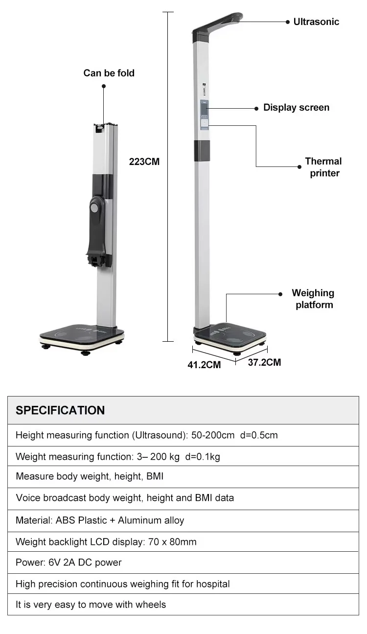 Bmi Scale Ultrasonic Weight Intelligent Height Printer (export, Small) - Commercial Equipment For Commercial Use | specification | certificate | speci - Image 3