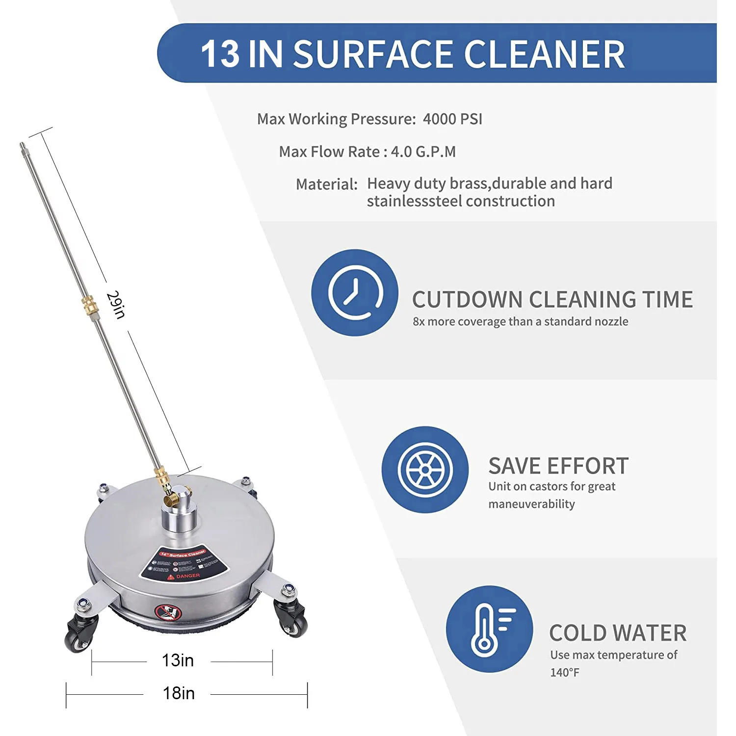 Clean Inch Cleaner (stainless Steel, Gray) - Commercial Equipment For Commercial Use | Stainless steel | stubborn | surfaces - Image 5