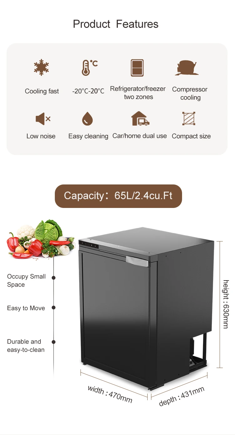90l Fridge Upright Motor Vehicle 24v Refrigerator Caravan 12v Compressor | Commercial Equipment - Image 3