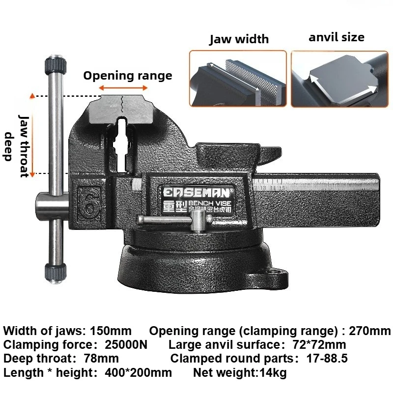Steel Pliers Heavy Vise Craftsman Bench Table Multi-purpose Duty | 6 Inch | 12 Inch | Commercial Equipment - Image 13
