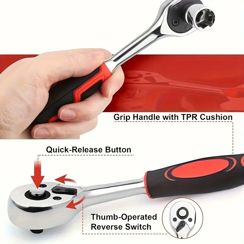 32pcs Set Drive Standard Ratchet (red): Commercial Equipment - Commercial Use | Red | Commercial Equipment - Image 4