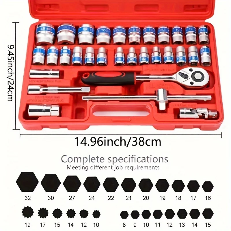 32pcs Set Drive Standard Ratchet (red): Commercial Equipment - Commercial Use | Red | Commercial Equipment - Image 7