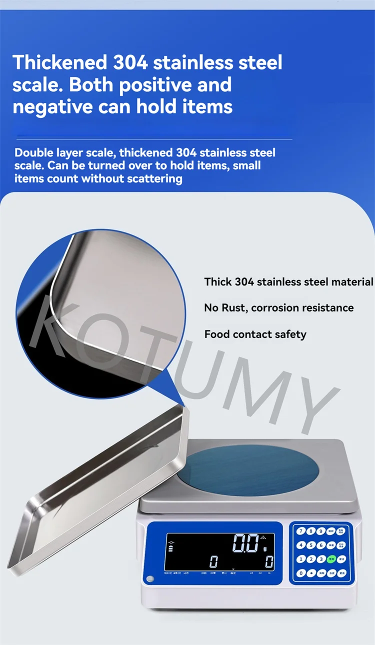 Scale Price Electronic Weighing - Commercial Equipment Unit For Commercial Use - 10kg 0.01g | Stainless steel (304) | 3-40kg | customs - Image 11
