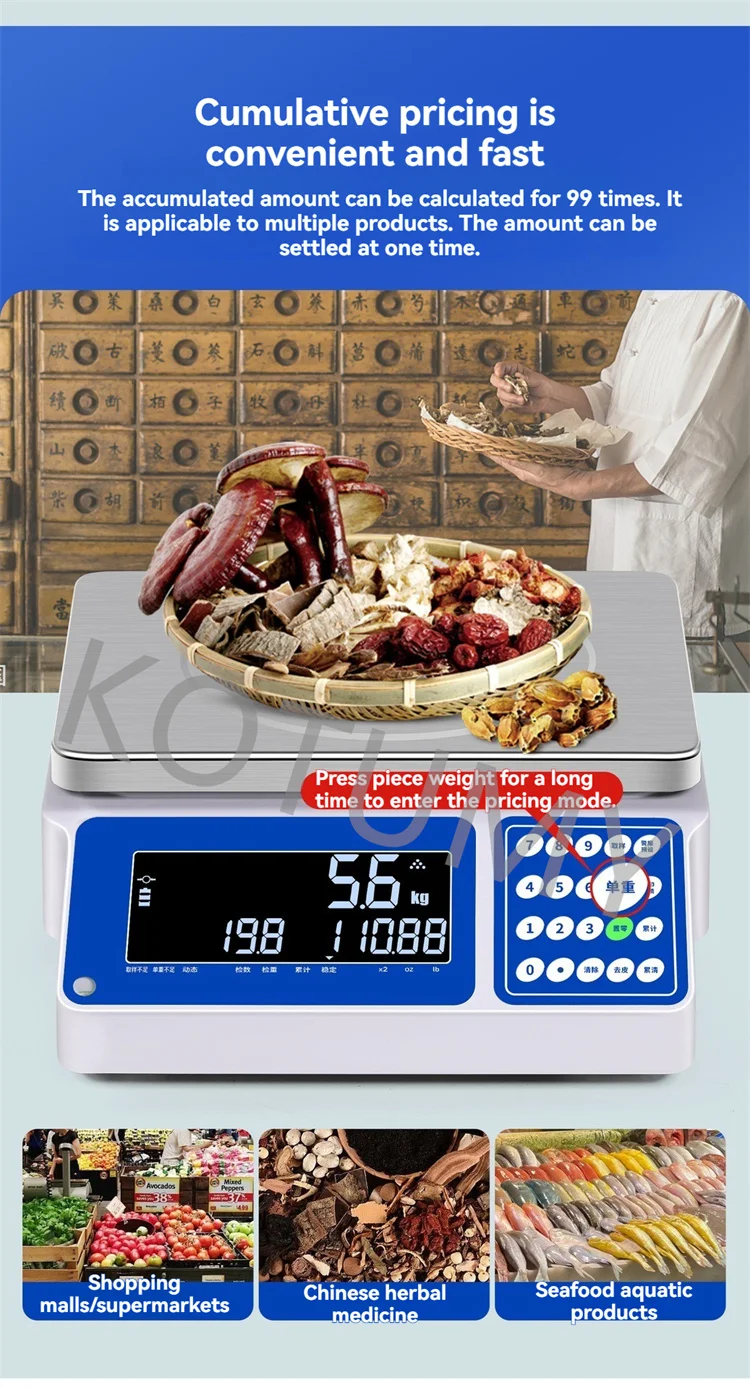 Scale Price Electronic Weighing - Commercial Equipment Unit For Commercial Use - 10kg 0.01g | Stainless steel (304) | 3-40kg | customs - Image 6