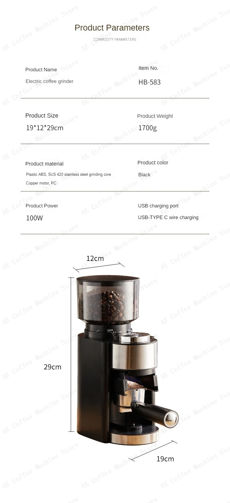 Capacity Bin Grinder Electric Bean 250g - Commercial Equipment Unit For Commercial Use - Include | size | value | returned | Commercial Equipment - Image 8