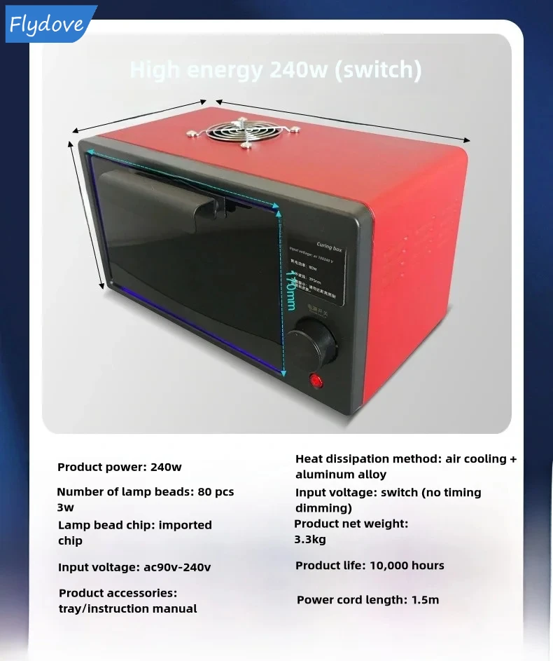 Oven 395nm Led Curing Intensity Lamp (120w, 365nm) - Commercial Equipment For Commercial Use | 120W | 80W | Switch-Timer - Image 18