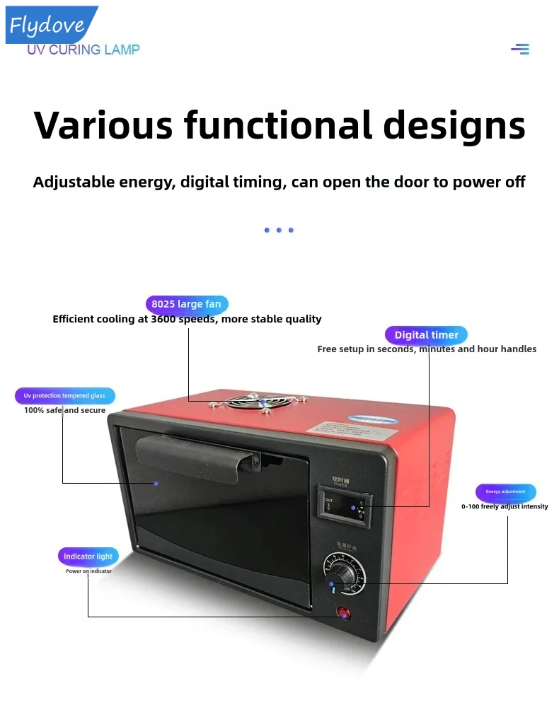 Oven 395nm Led Curing Intensity Lamp (120w, 365nm) - Commercial Equipment For Commercial Use | 120W | 80W | Switch-Timer - Image 7