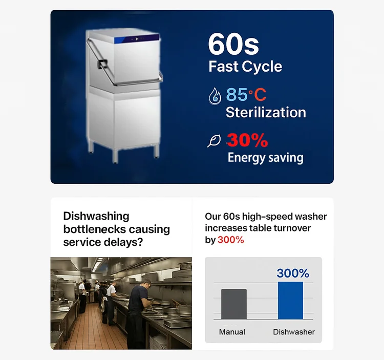 Commercial Equipment Unit Based On Dryer Volume Dishwashing Sanitizing Automatic - 82-95, Washing, Speed - Commercial Use | 12L | 3kW | 2l/rack - Image 9