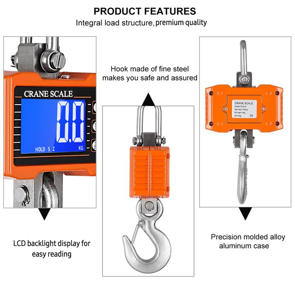 Crane Backlight Scale Portable (aluminum, Hold/) - Commercial Use - Commercial Equipment | Aluminum | shutdown | Digital Control - Image 2