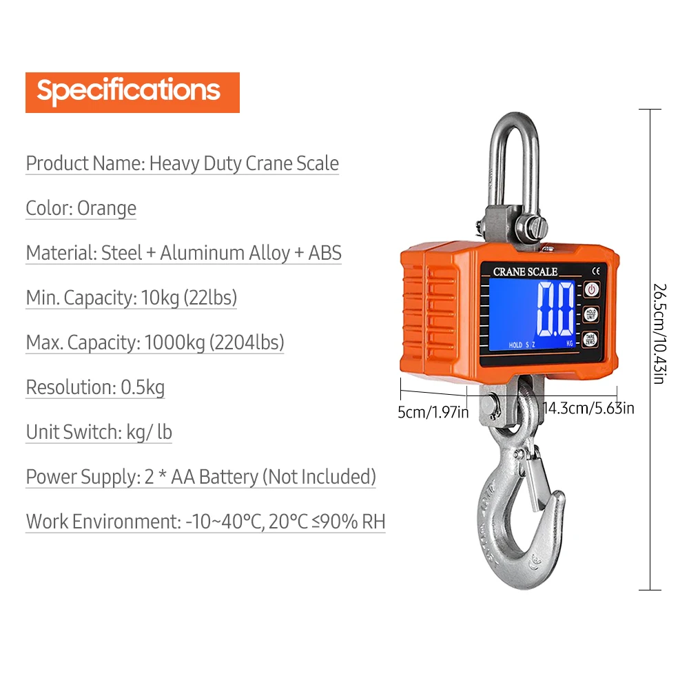 Crane Backlight Scale Portable (aluminum, Hold/) - Commercial Use - Commercial Equipment | Aluminum | shutdown | Digital Control - Image 7
