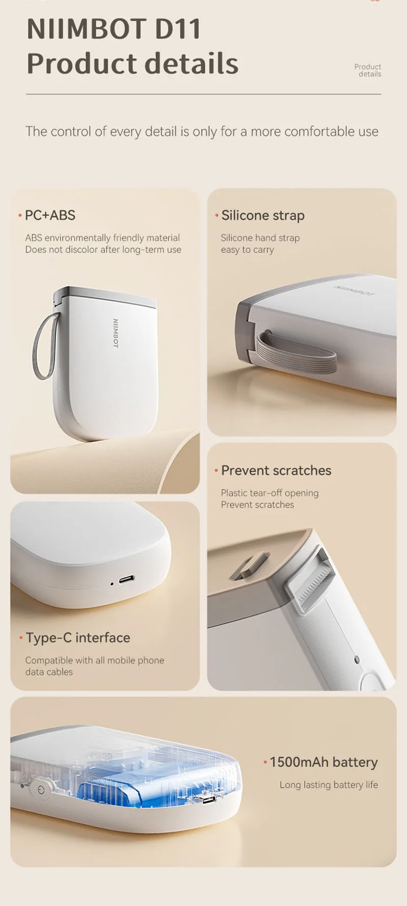 D11h Niimbot Printer Portable Wireless Maker (paper, Customization) - Commercial Equipment - Commercial Use | 40mm | choose | support - Image 6