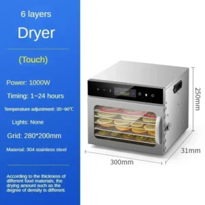 Air Vegetable Medicinal Food Home Digital (stainless Steel, 8 Trays) | Food Dehydrator | Drying For Food Prep | 8 trays