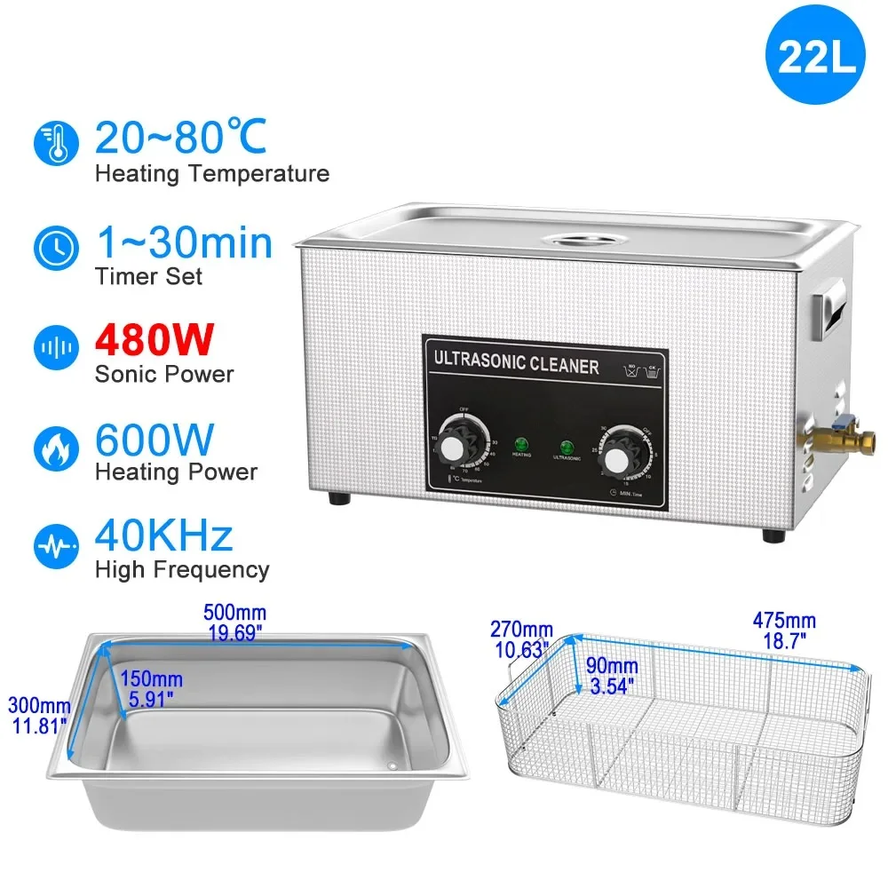 Glasses Ultra 220v Ultrasonic Car Engine (22l, 220v) - Commercial Equipment - Commercial Use | 22L | 220V | 480W