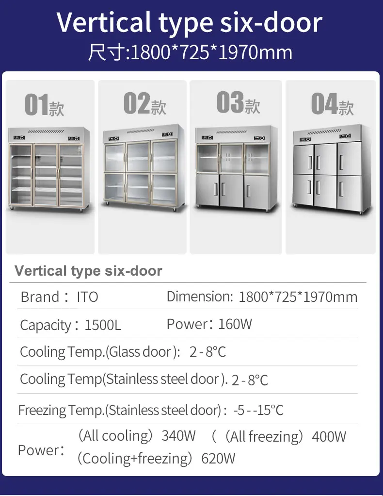Duty Vertical Supermarket Cabinets Refrigerator: Commercial Equipment Unit - Commercial Use - Product, Interior | 618L | 220V | 330W - Image 5