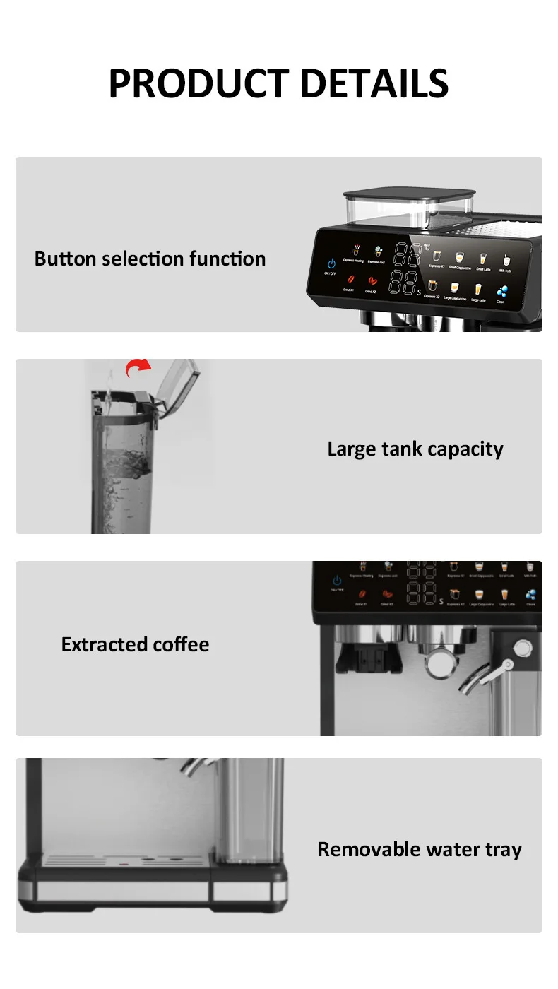 Home Semi-automatic Grinding Coffee Italian Function Maker (220v, Eu) | Commercial Equipment | Commercial Use | 220V | EU | Commercial Equipment - Image 10