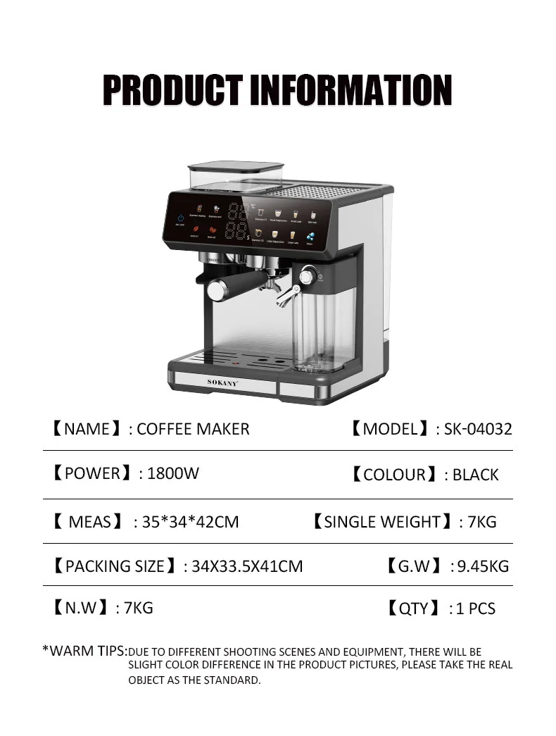 Home Semi-automatic Grinding Coffee Italian Function Maker (220v, Eu) | Commercial Equipment | Commercial Use | 220V | EU | Commercial Equipment - Image 11