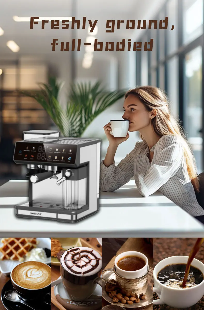 Home Semi-automatic Grinding Coffee Italian Function Maker (220v, Eu) | Commercial Equipment | Commercial Use | 220V | EU | Commercial Equipment - Image 6