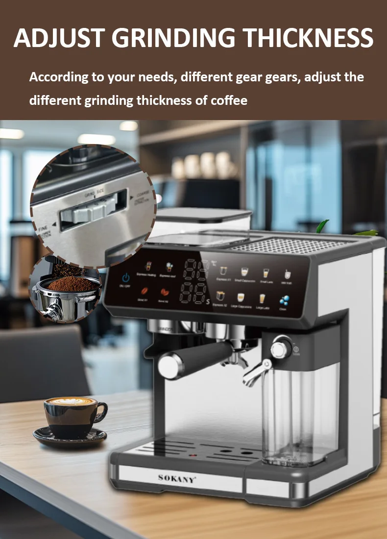 Home Semi-automatic Grinding Coffee Italian Function Maker (220v, Eu) | Commercial Equipment | Commercial Use | 220V | EU | Commercial Equipment - Image 7