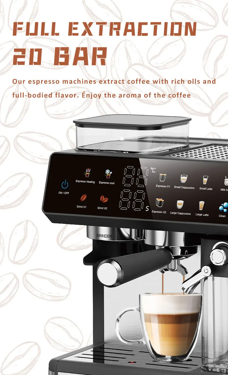 Home Semi-automatic Grinding Coffee Italian Function Maker (220v, Eu) | Commercial Equipment | Commercial Use | 220V | EU | Commercial Equipment - Image 8