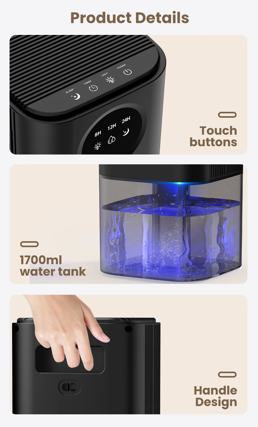 Romantic Lights Switch Dehumidifier Capacity Operation Colorful (us Plug) | Commercial Equipment | Commercial Use | WHITE - Image 12