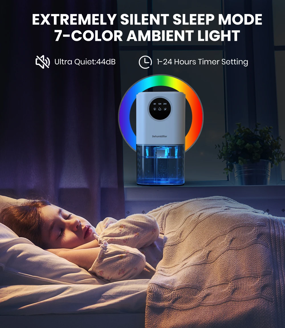 Romantic Lights Switch Dehumidifier Capacity Operation Colorful (us Plug) | Commercial Equipment | Commercial Use | WHITE - Image 3