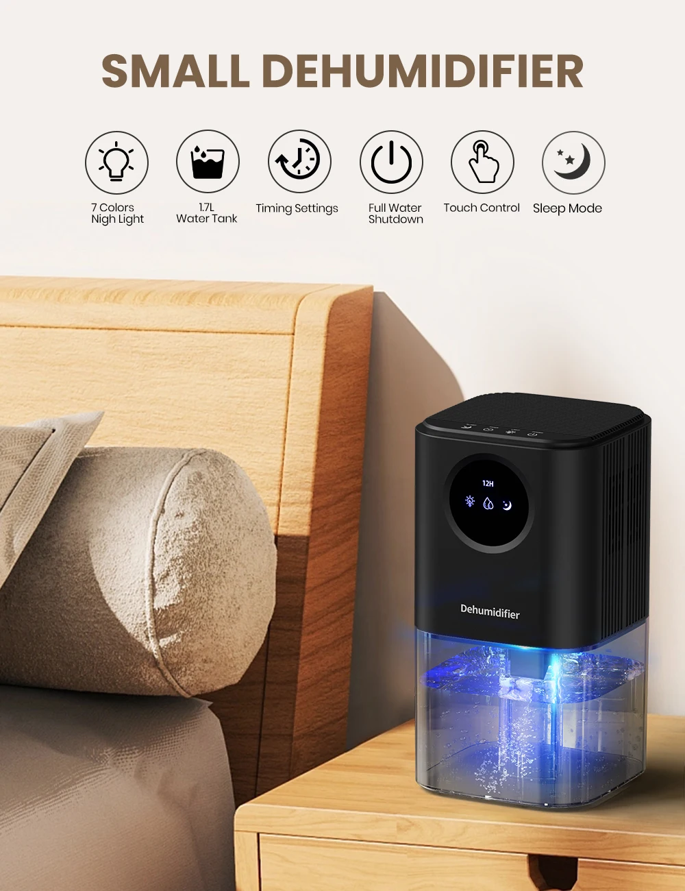 Romantic Lights Switch Dehumidifier Capacity Operation Colorful (us Plug) | Commercial Equipment | Commercial Use | WHITE - Image 5
