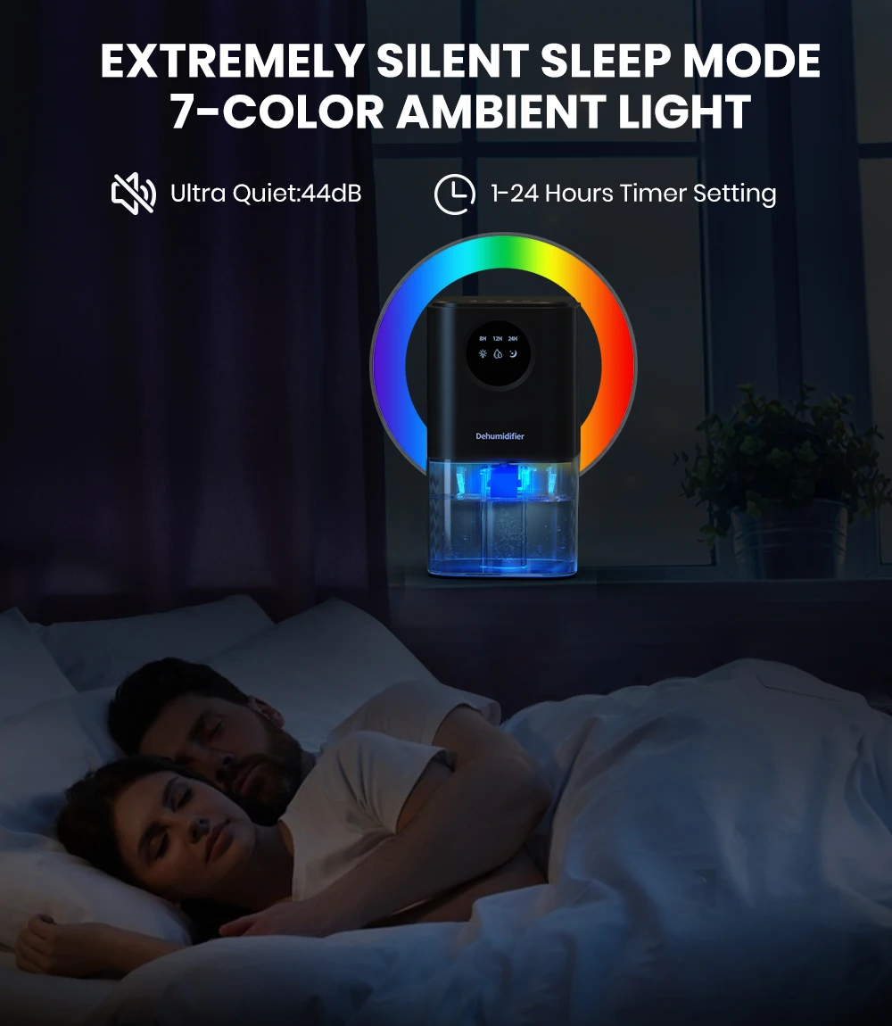 Romantic Lights Switch Dehumidifier Capacity Operation Colorful (us Plug) | Commercial Equipment | Commercial Use | WHITE - Image 7