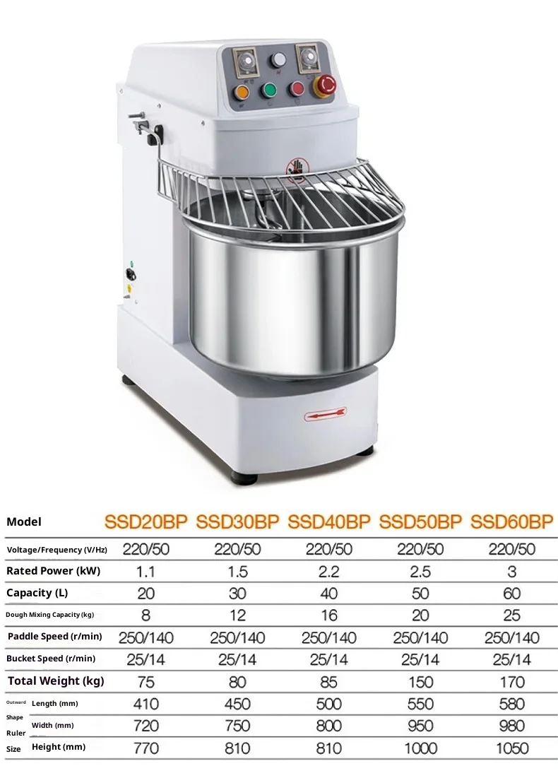 Dough Large-capacity Multifunctional Automatic Tabletop Fully Dual-action Mixer Dual-speed | TB5L | SSD20BP | Commercial Equipment - Image 11