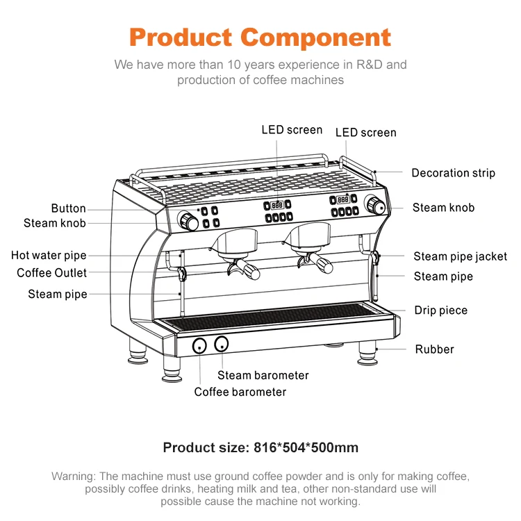 Two Groups Semi-automatic Espresso Crm3120c: Commercial Equipment Unit - Commercial Use - Rotary, N.w/g.w | 5.25L | 220V | 4200W - Image 6
