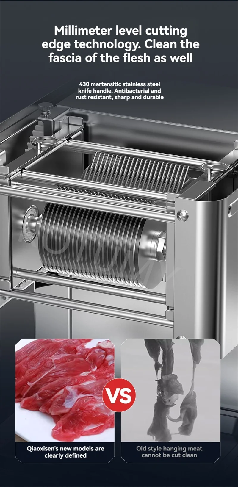 Meat Slicer Electric Shredding Fully Dicing Fresh (1200w, Stainless Steel): Commercial Equipment - Commercial Use | 220V | 1200W | Stainless steel - Image 10