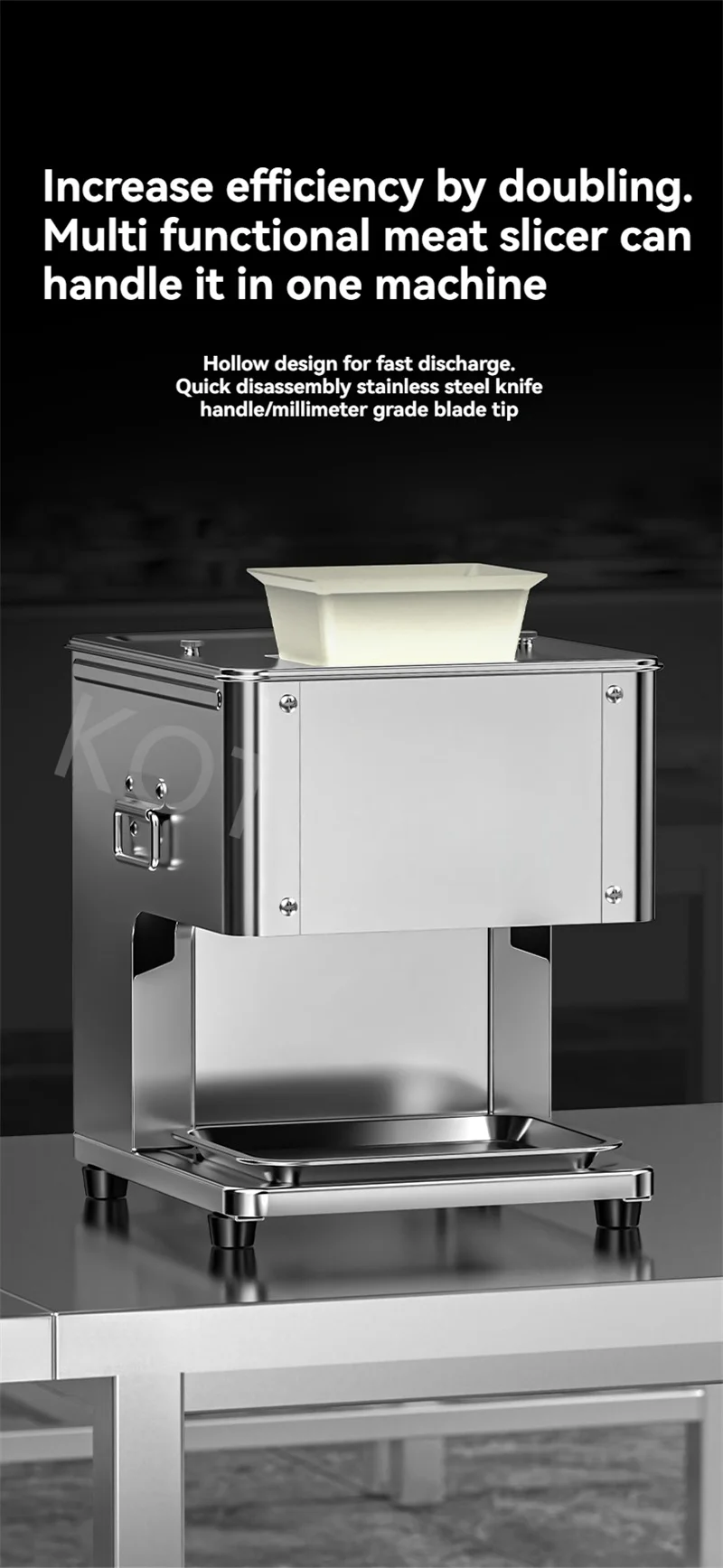 Meat Slicer Electric Shredding Fully Dicing Fresh (1200w, Stainless Steel): Commercial Equipment - Commercial Use | 220V | 1200W | Stainless steel - Image 2