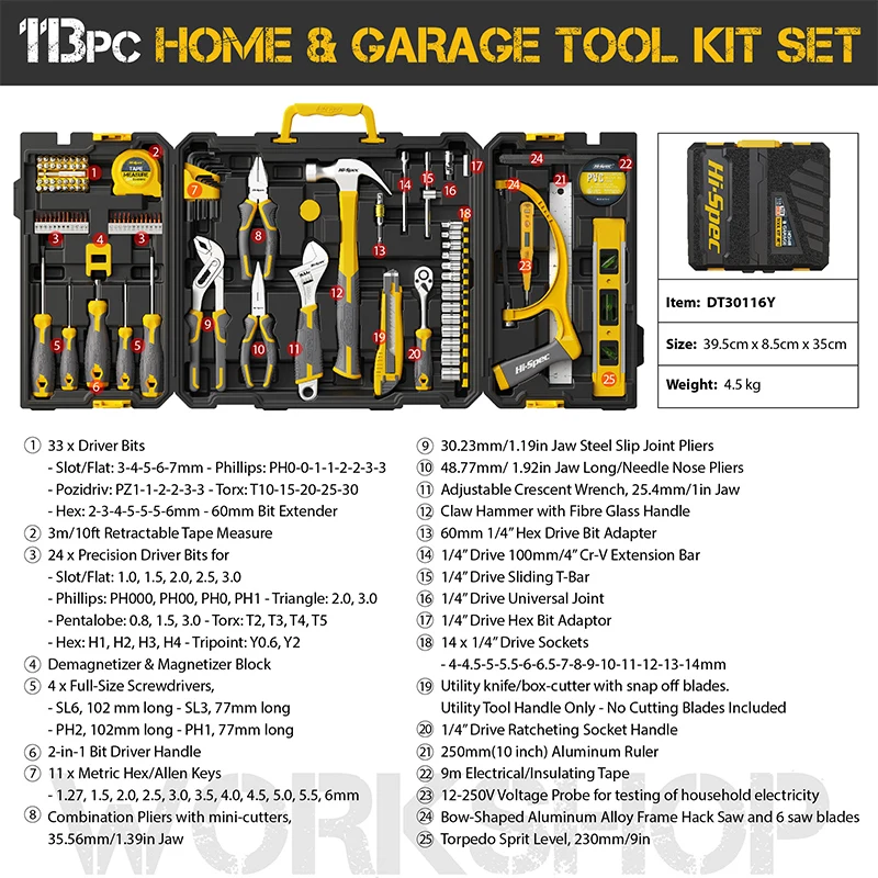 Mechanics Set Suitcase Complete Spanner Socket Mechanical (113pc) | Commercial Equipment | Commercial Use | 113pc | Commercial Equipment