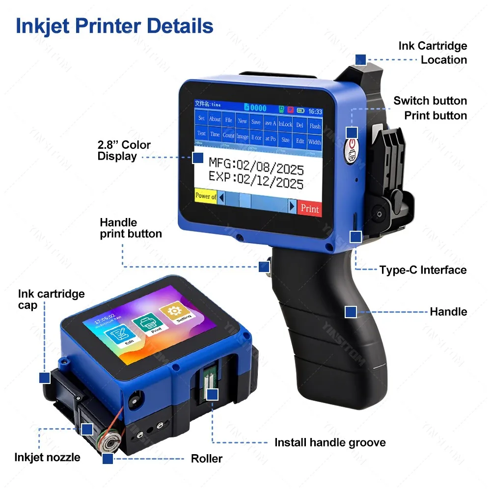12.7mm Mini Date Inkjet Batch | Add 1BK ink | Only 1ink No Printer | Only 2ink No Printer | Printer Standard | Commercial Equipment - Image 14