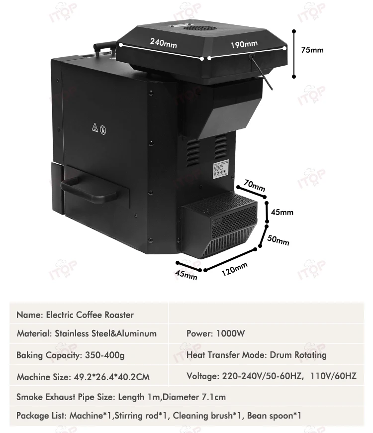 Itop Roaster Automatic Roasting Small Business (1000w, Timer) | Commercial Equipment | Commercial Use | 110V - Image 8