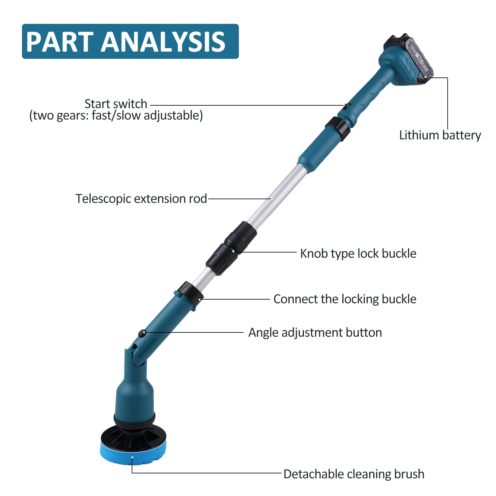 Multi-function Brush 21v (even, Cloth) - Commercial Use - Commercial Equipment | 3-section | design | allows | Commercial Equipment - Image 4