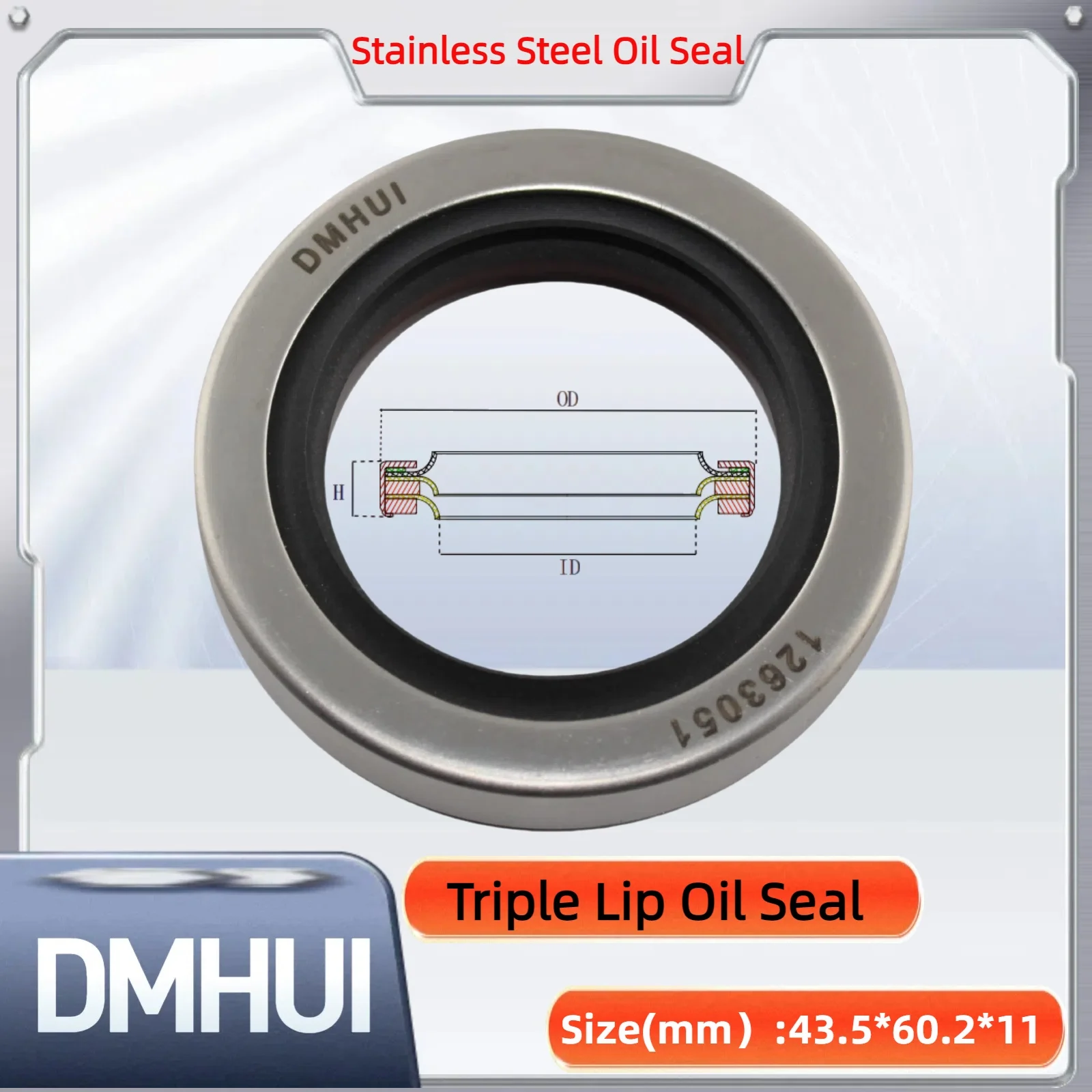 Oil 43.5x60.2x11 Lip Stainless Ptfe (stainless Steel, Leakage) | Commercial Equipment | Commercial Use | Stainless steel