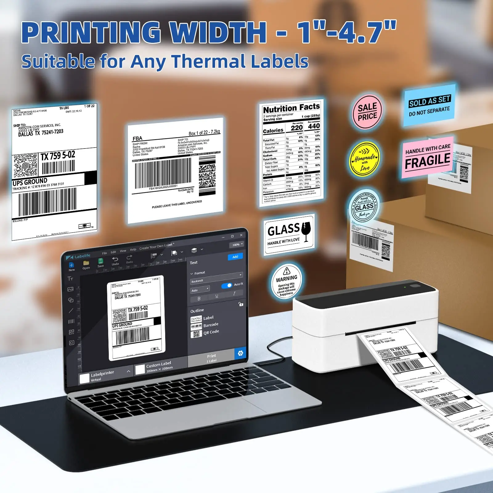 Phomemo Portable Thermal Printer Bluetooth (eu Plug, Grey) - Commercial Equipment For Commercial Use | online. | Black | Deep Blue - Image 5
