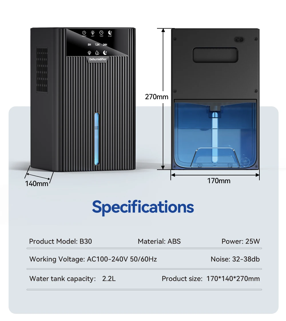 Portable Dehumidifier Purification Removal Drying Humidity (maximizingatonly38db, Itofferssuperiordehumidificationperformance) | Commercial Equipment - Image 9