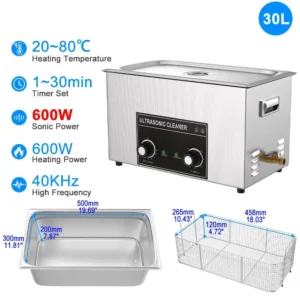 Ultrasonic 30l 600w Cleaner | 110V | Stainless Steel | 30L 840W CJ100S-4 | Heater | Industrial Ultrasonic Cleaners