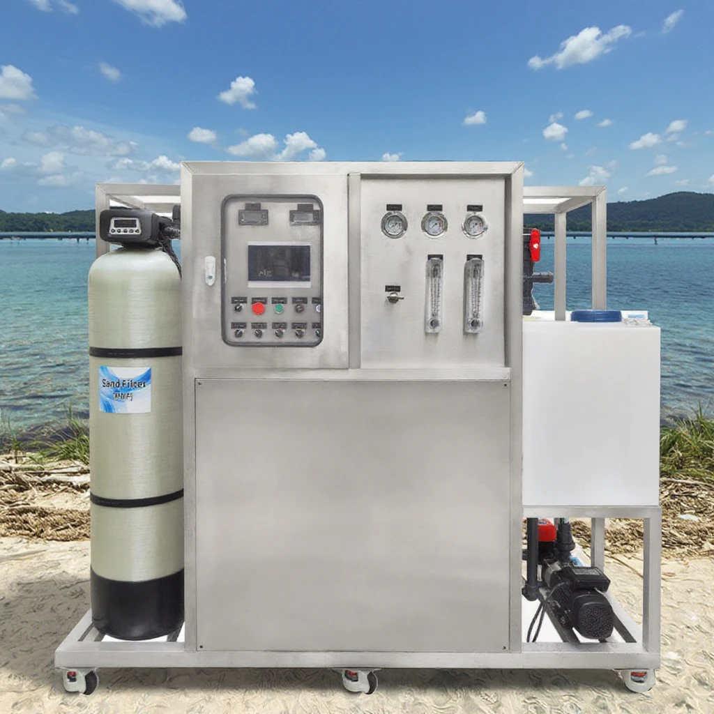 Sea Treatment Seawater Reverse Water System Desalinator: Commercial Equipment Unit - Commercial Use - Description, Means. | Stainless steel | conducti
